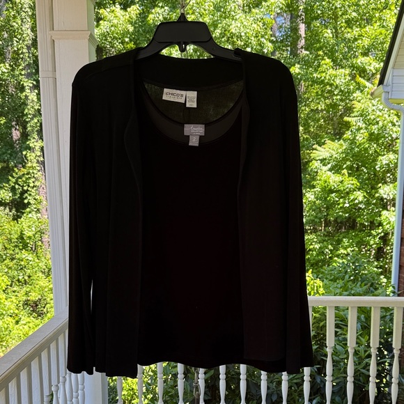 Chico's Sweaters - Chico's Black Open Front Cardigan w/out Tank. Tank listed separate. - Size 1